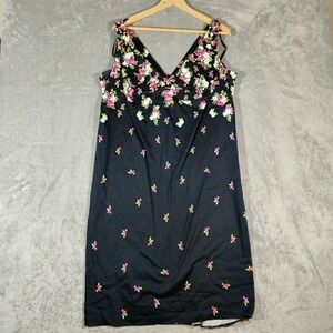 Amanda Smith Dress Womens 16W Black Flora‎ Knee Length Sheath Vintage Casual